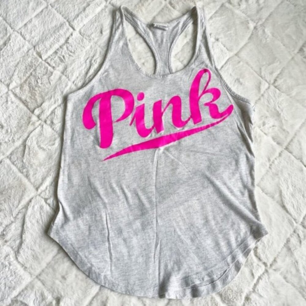 Victoria's Secret PINK | Cream & Pink Extreme Racerback Tank Top | Size Small